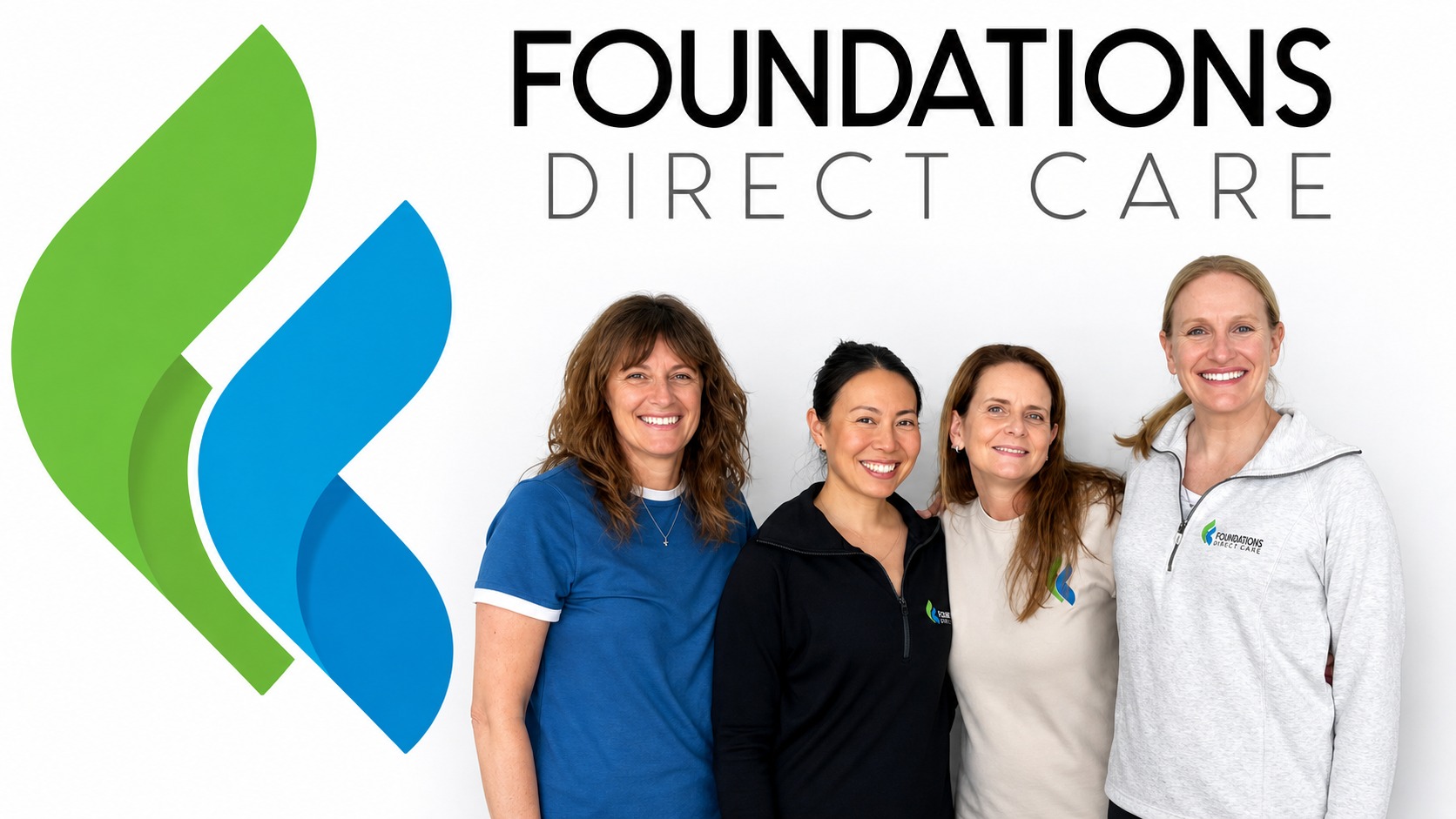 The Foundations Direct Care team with the clinic logo and wordmark